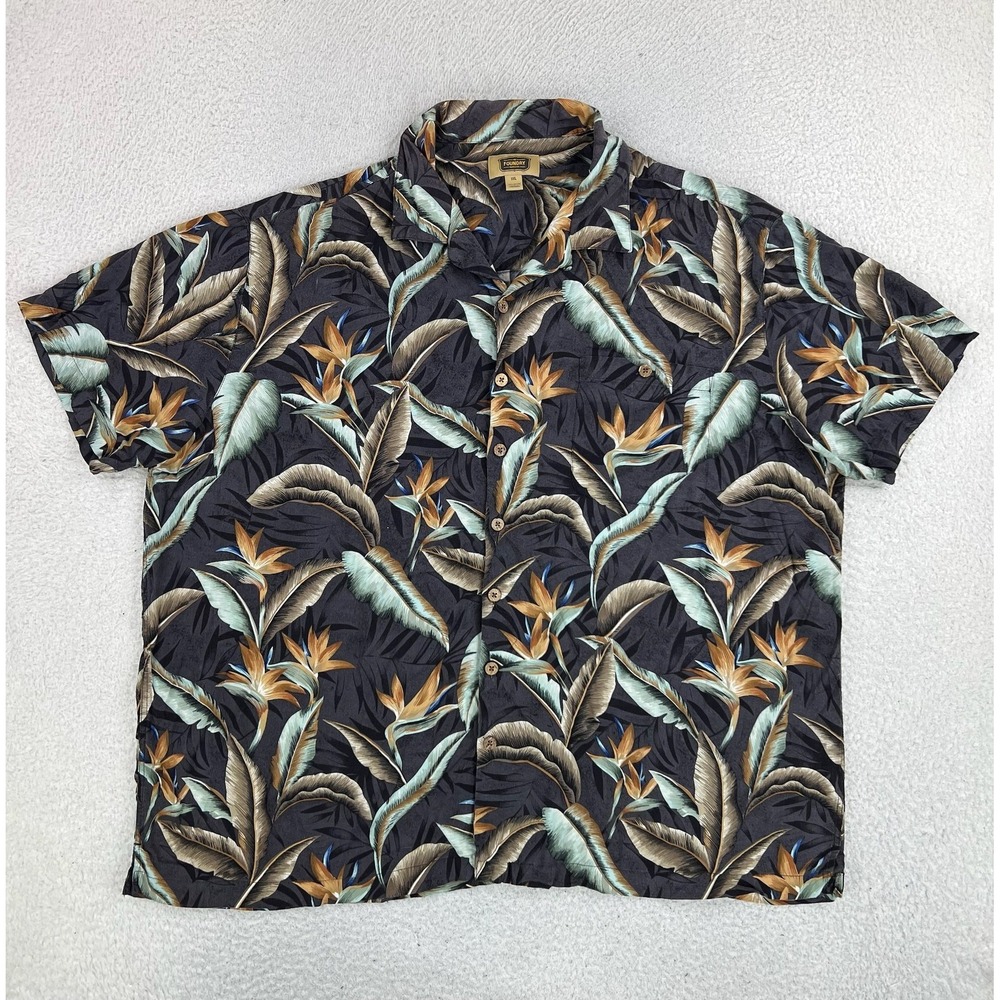 The Foundry Supply Co Shirt Mens 3XL Black Hawaiian S/S Button Up Big & Tall